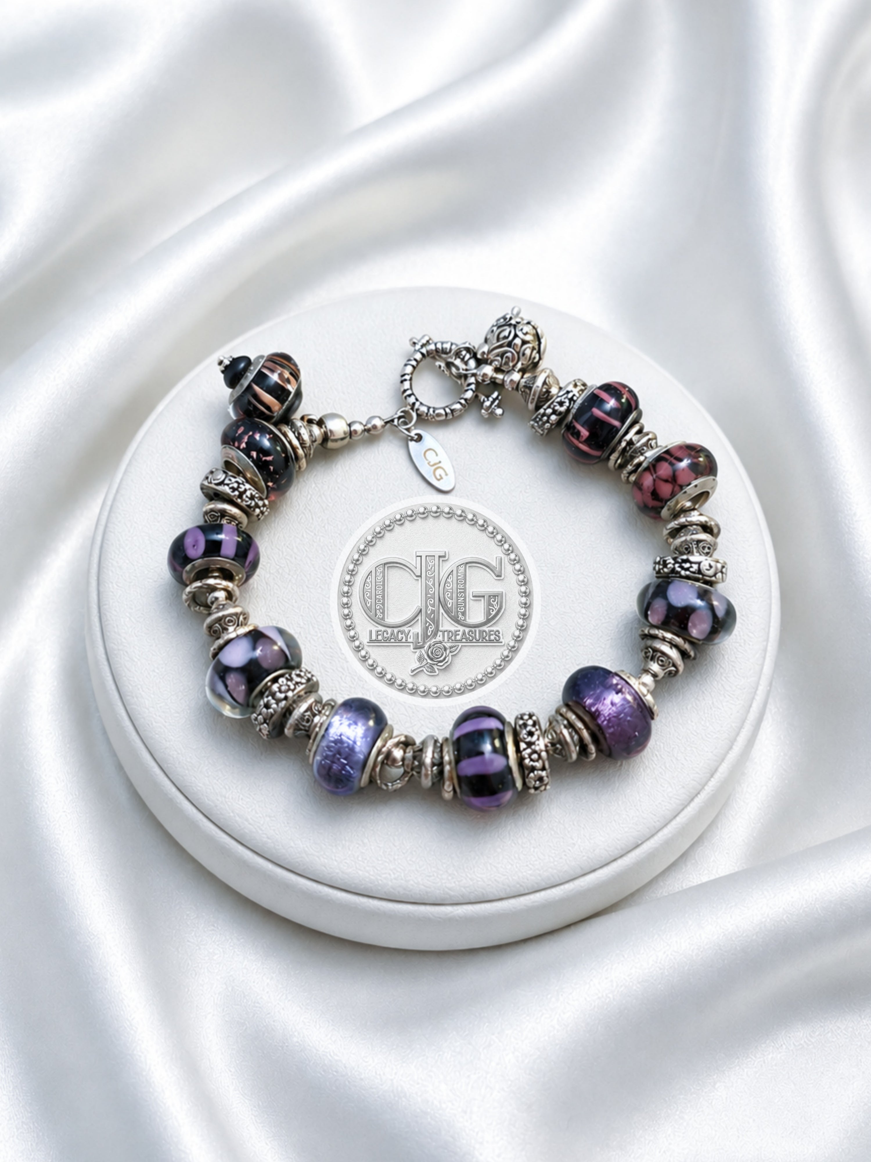 Midnight Plum Pandora Glass Bead Bracelet