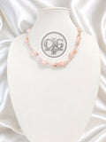 Rose Quartz & Pearl Three-Strand Braided Necklace