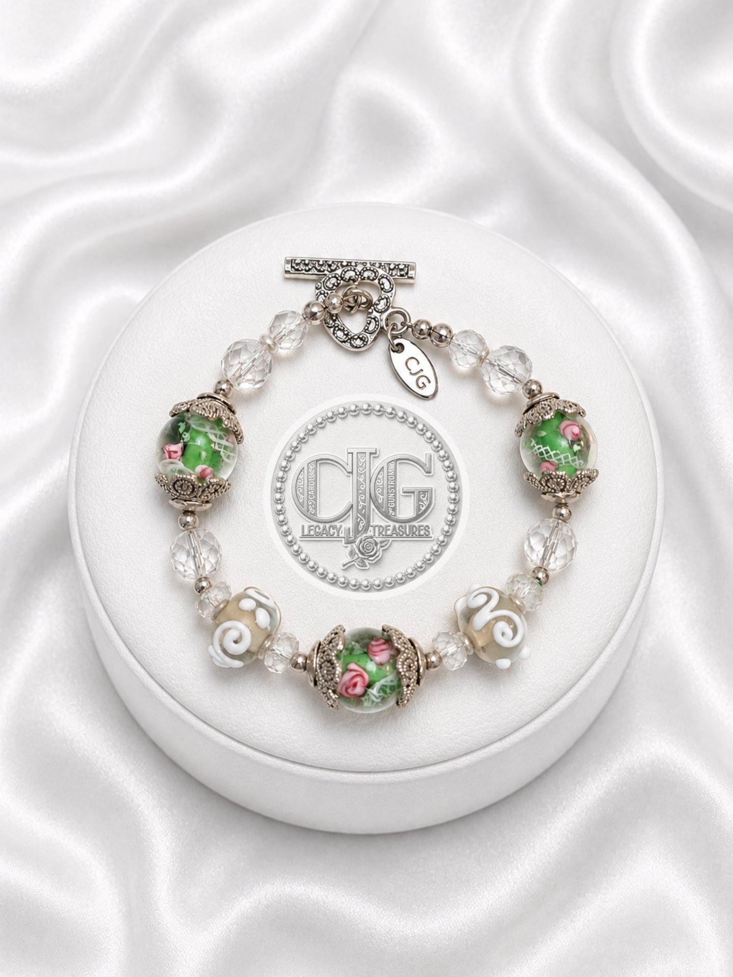 Garden Rose Lampwork Bracelet