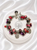 Crimson Trollbead & Crystal Charm Bracelet