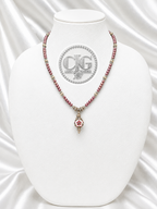 Burgundy Pearl & Filigree Pendant Necklace