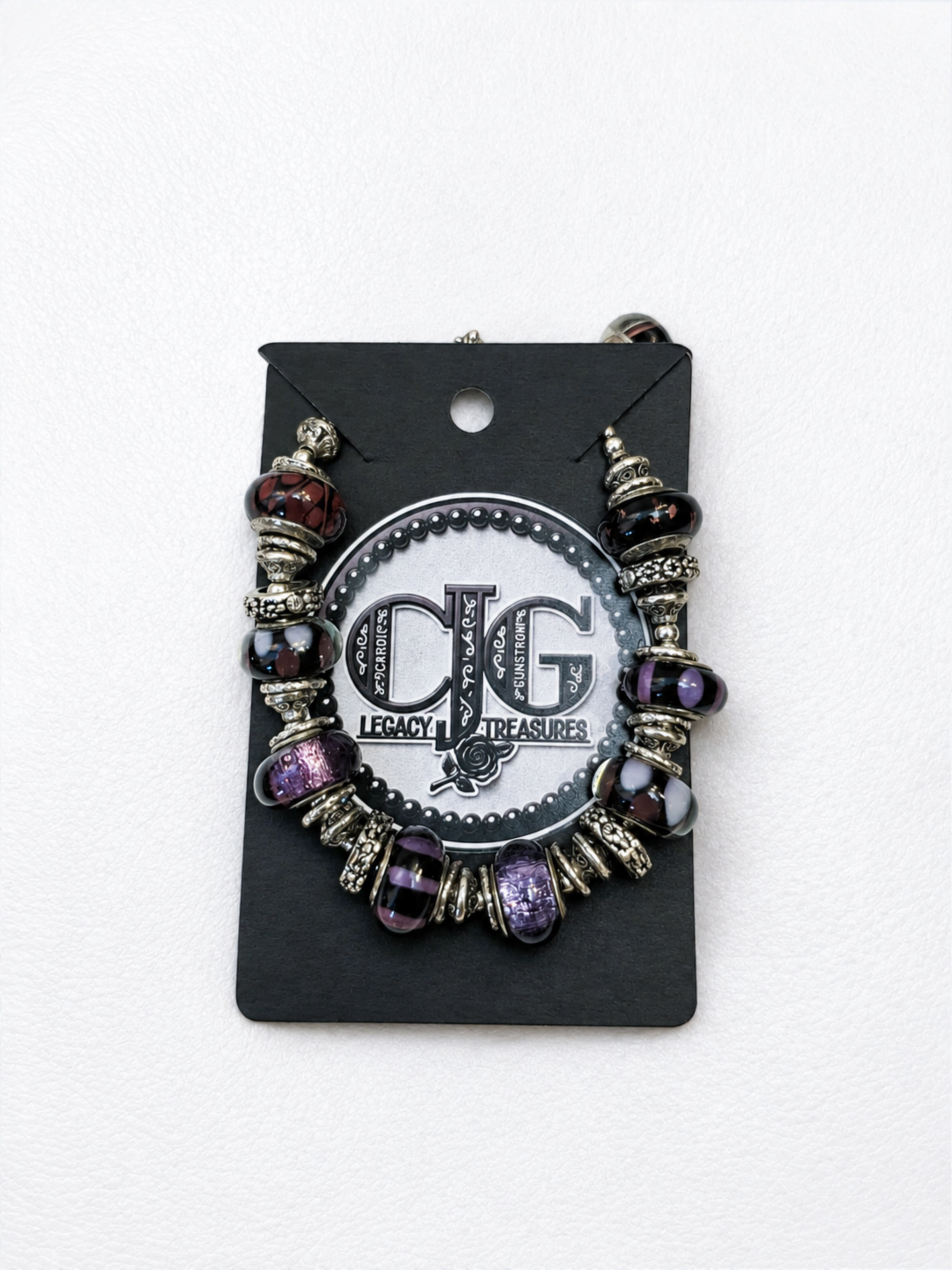 Midnight Plum Pandora Glass Bead Bracelet