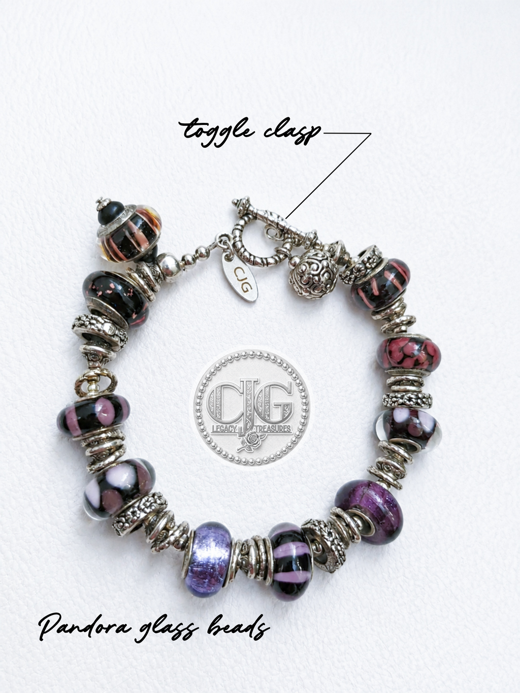 Midnight Plum Pandora Glass Bead Bracelet