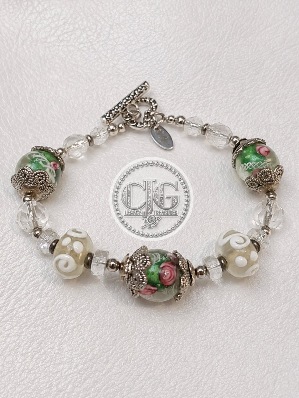 Garden Rose Lampwork Bracelet