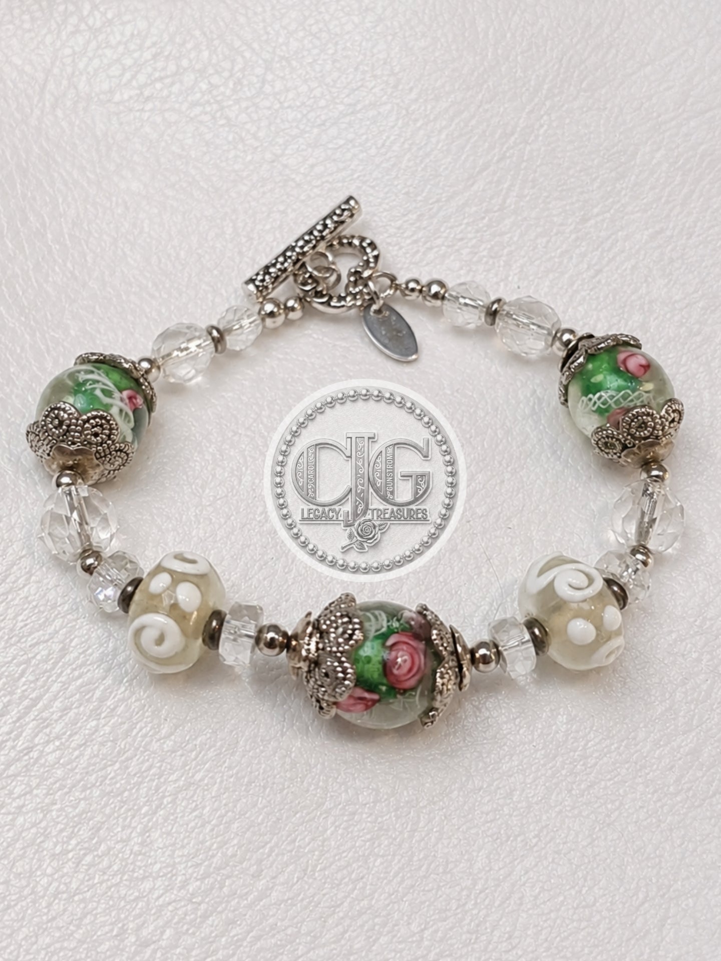 Garden Rose Lampwork Bracelet