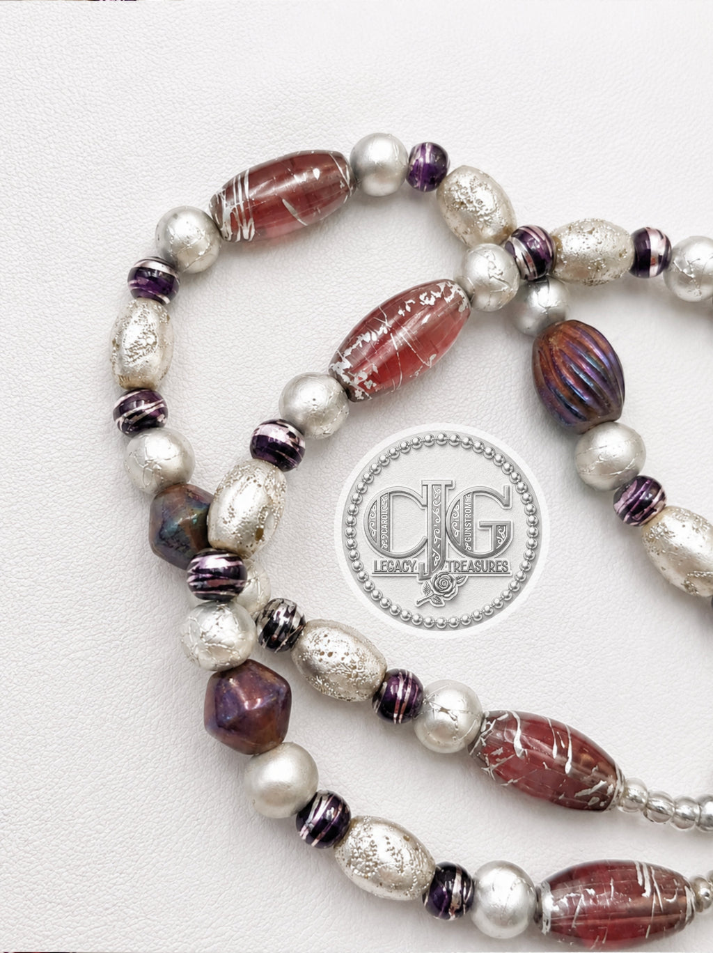 Plum Murano Glass Heart Necklace