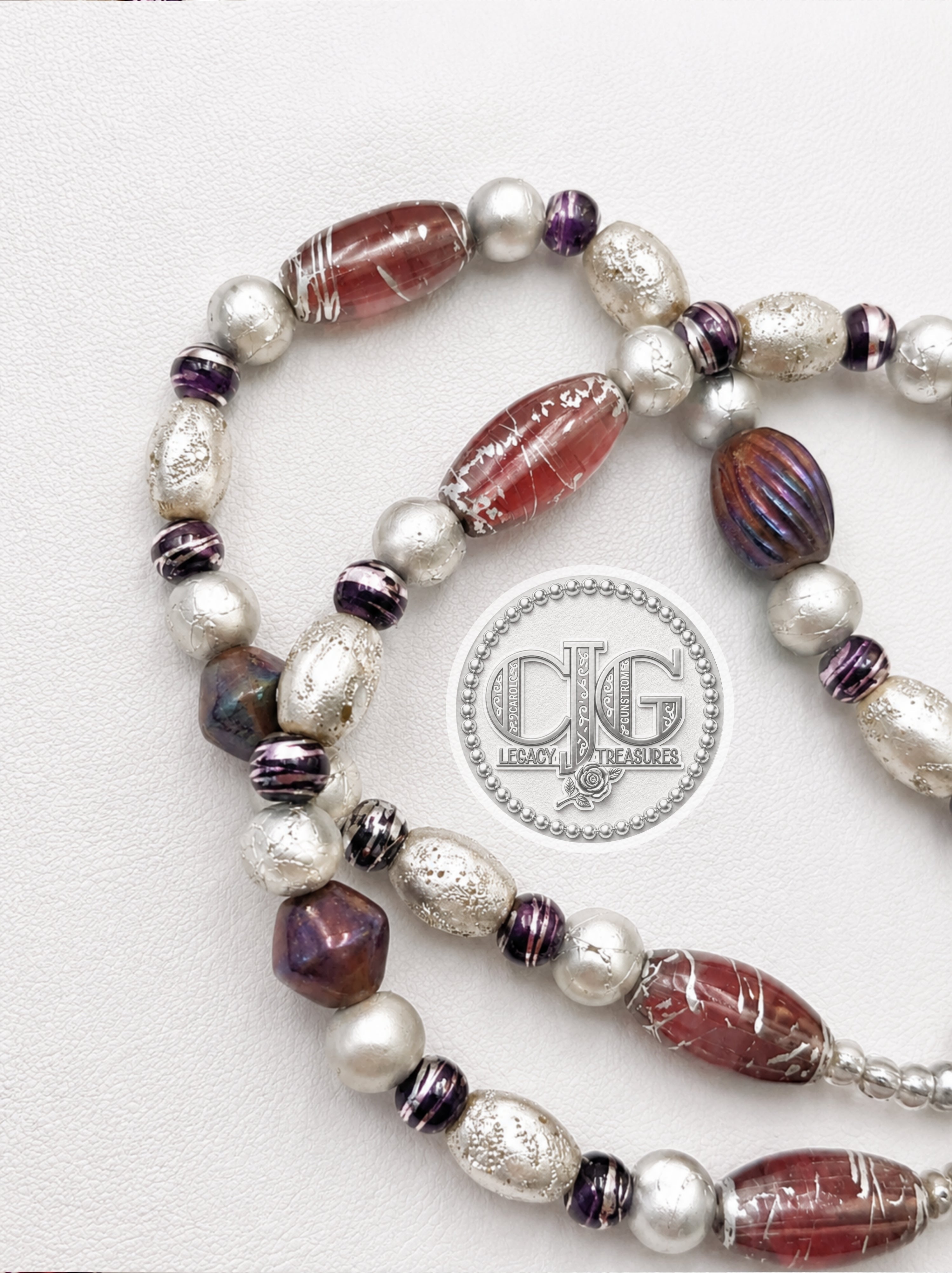 Plum Murano Glass Heart Necklace