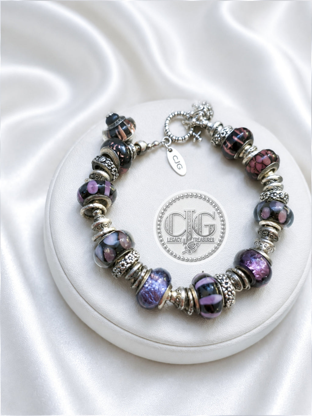 Midnight Plum Pandora Glass Bead Bracelet
