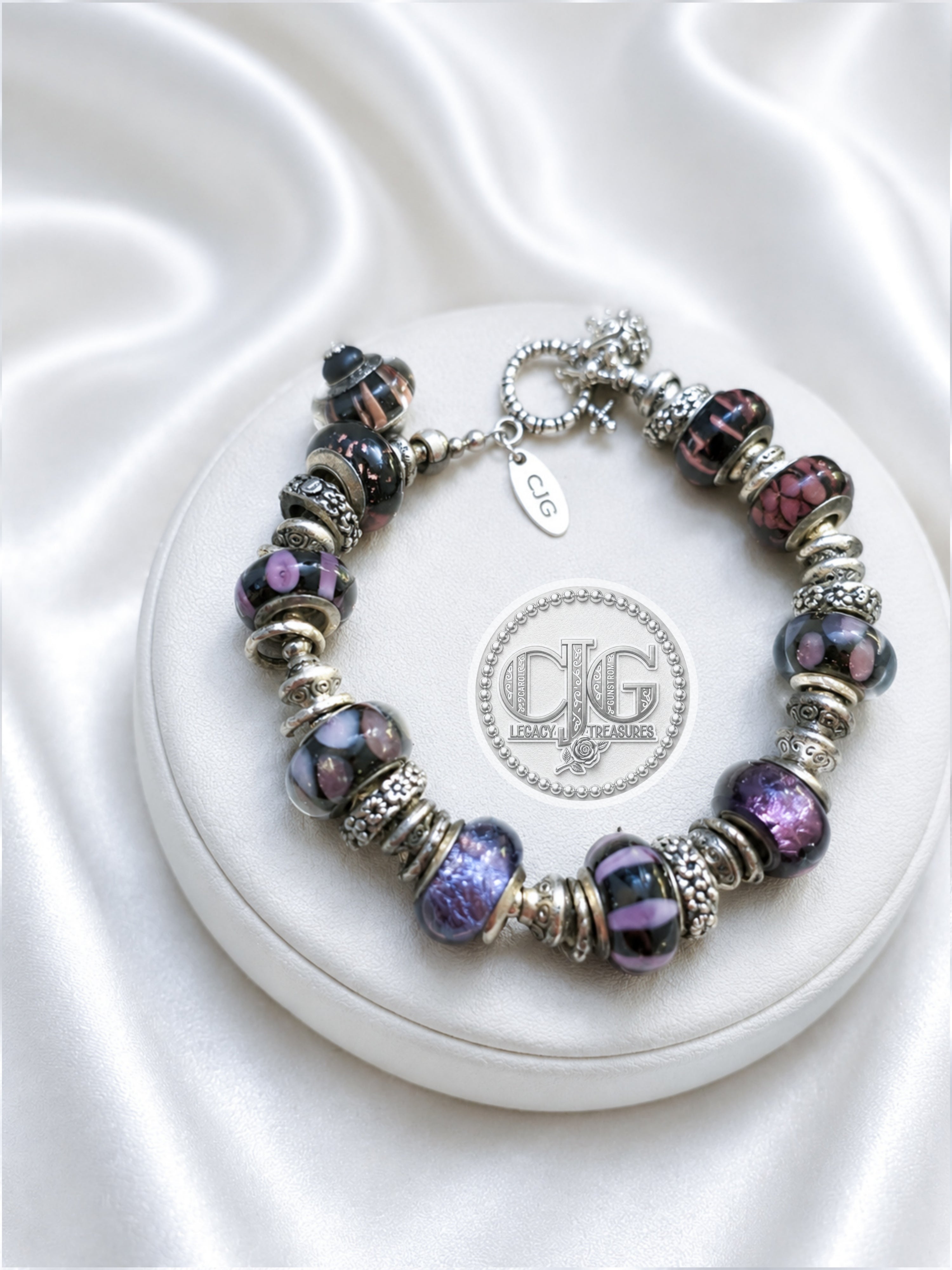 Midnight Plum Pandora Glass Bead Bracelet