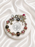 Crimson & Noir Glass Lampwork Charm Bracelet