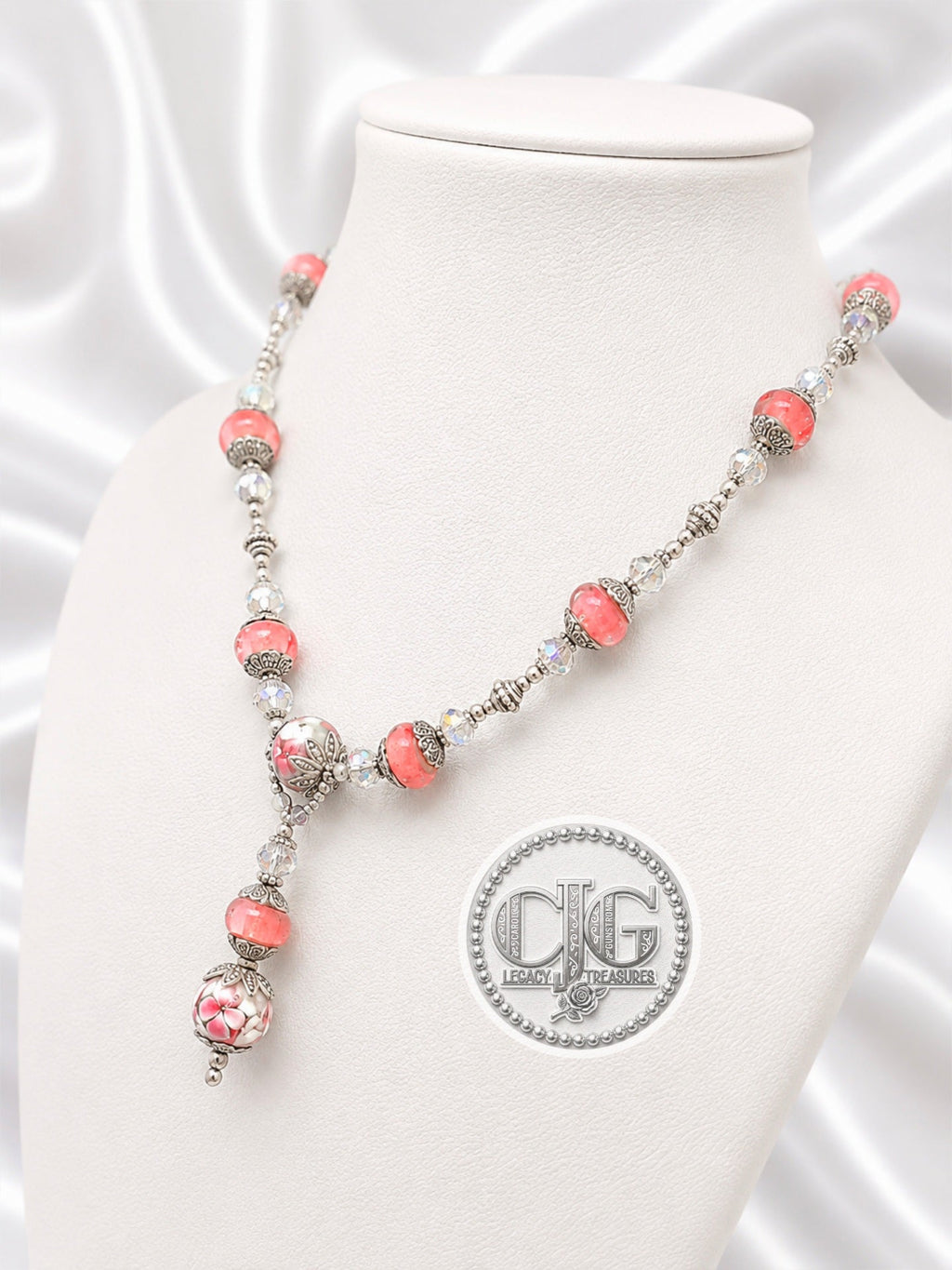Cherry Blossom Pandora Bead Lariat Necklace
