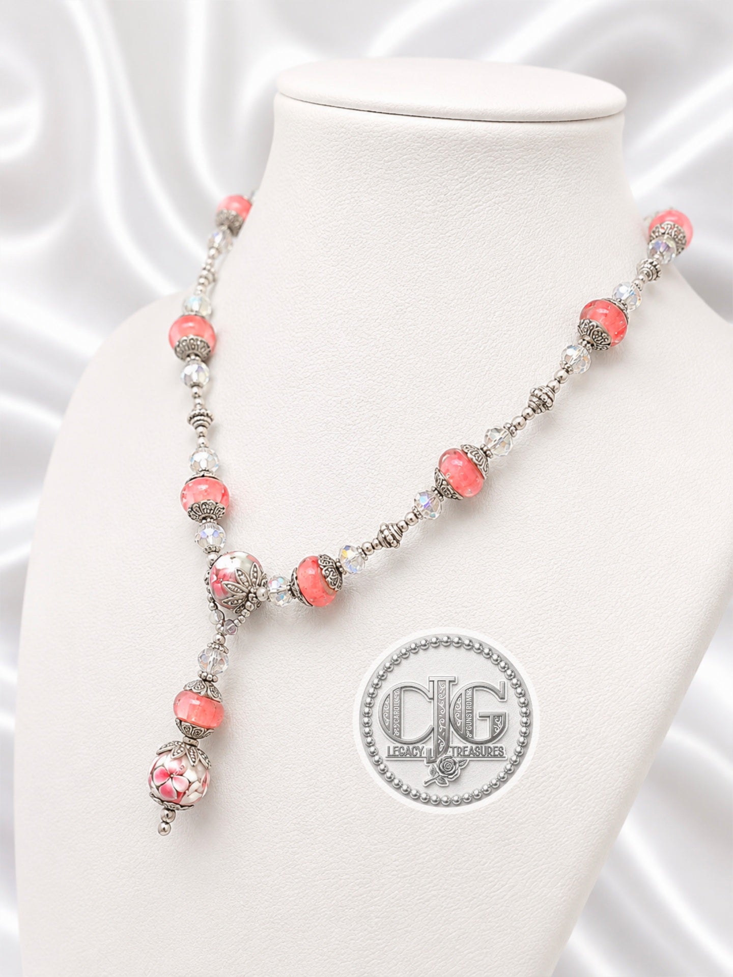 Cherry Blossom Pandora Bead Lariat Necklace