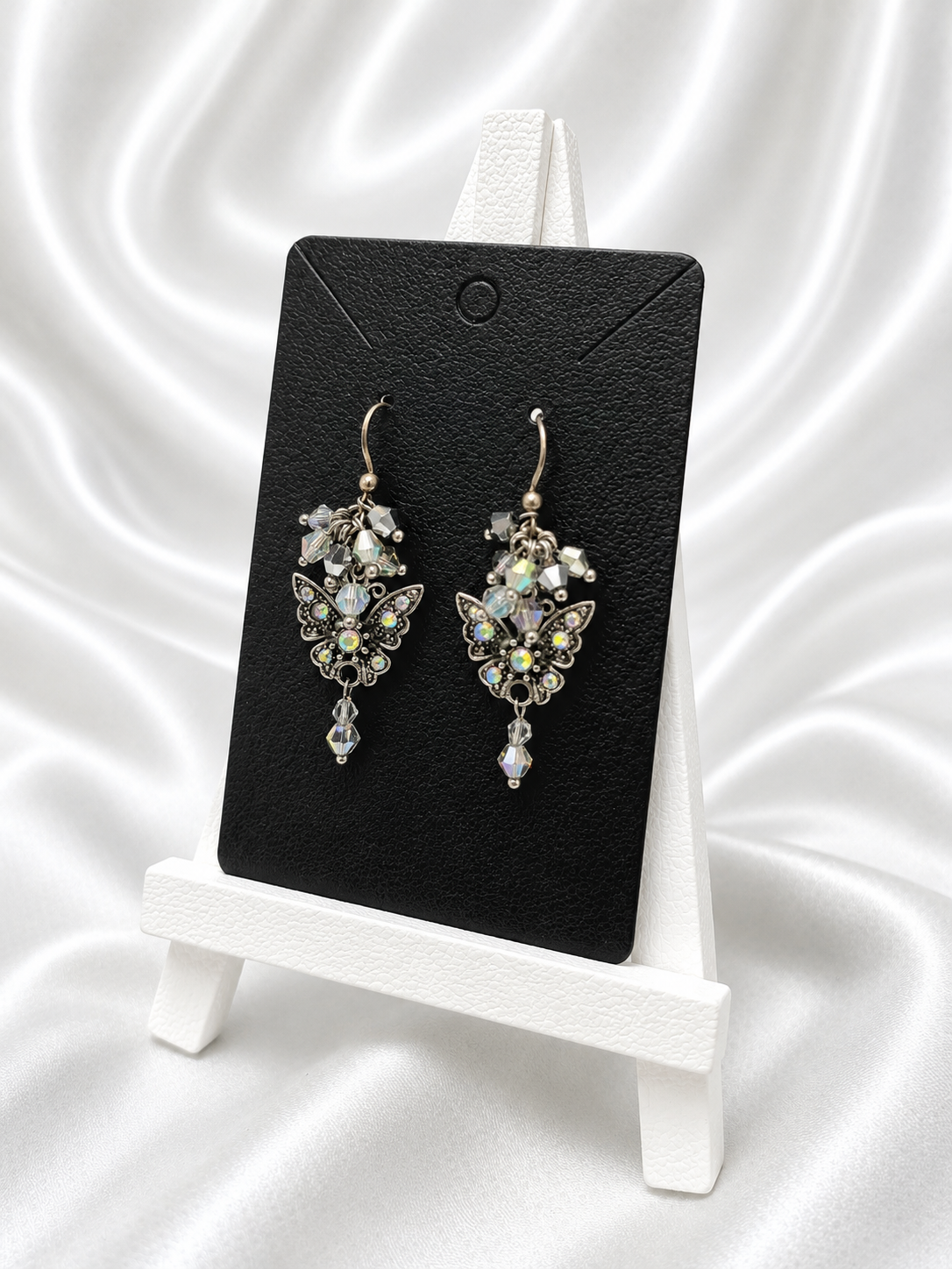 Iridescent Butterfly Crystal Cluster Earrings