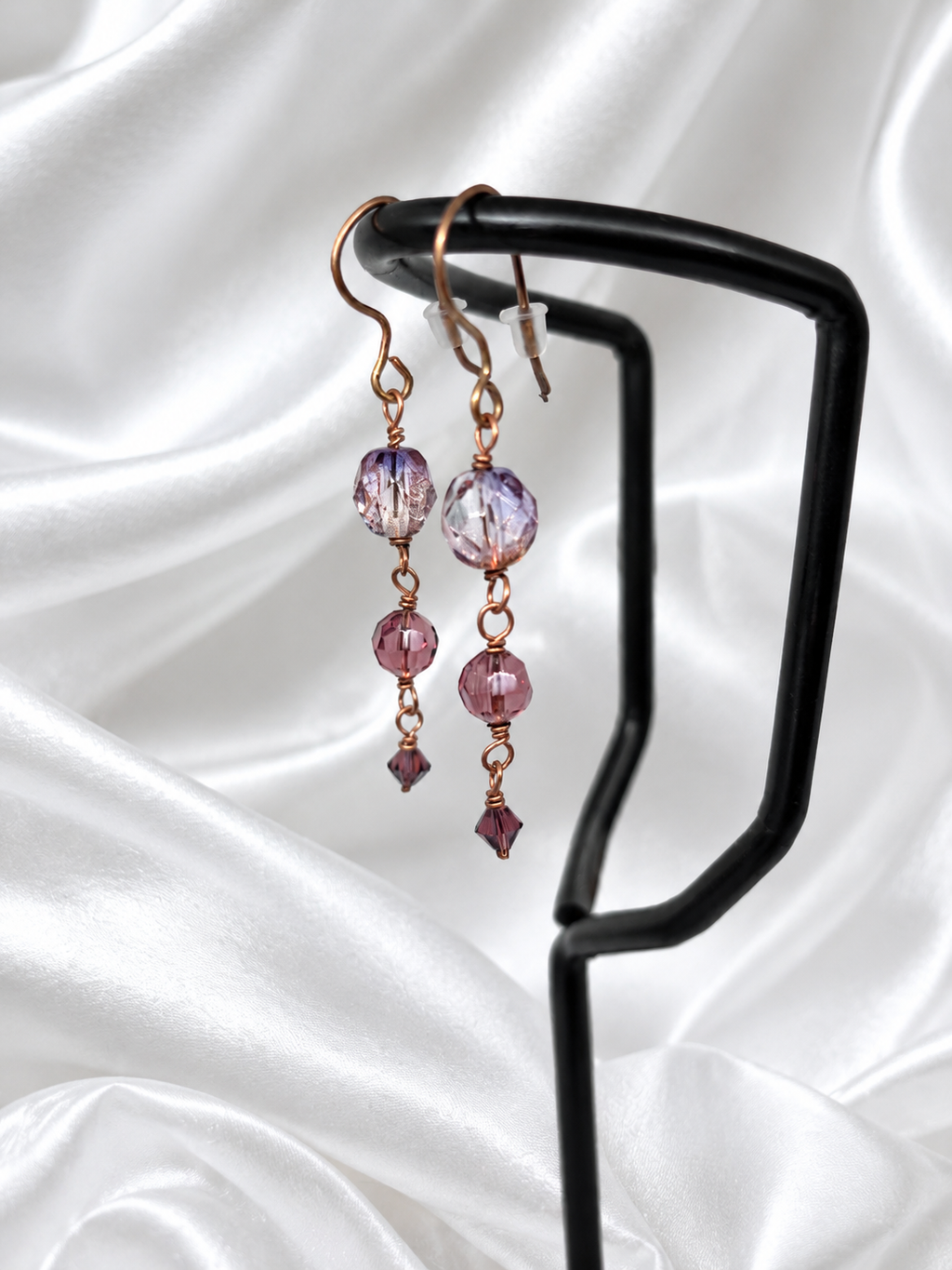 Lavender-Blush Crystal Copper Earrings