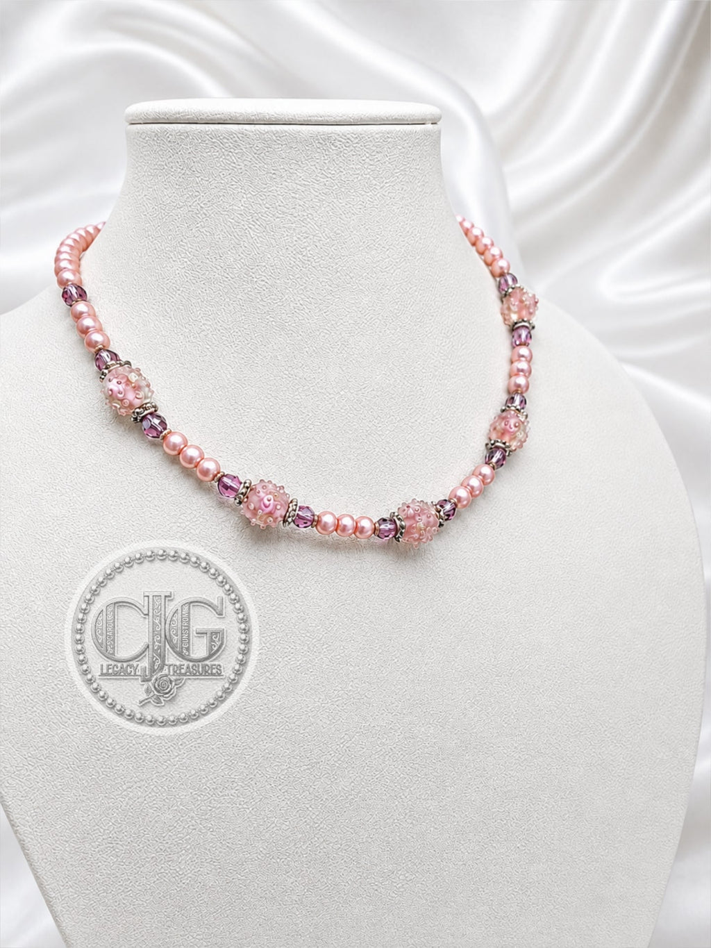 Rose Garden Pearl & Lampwork Necklace