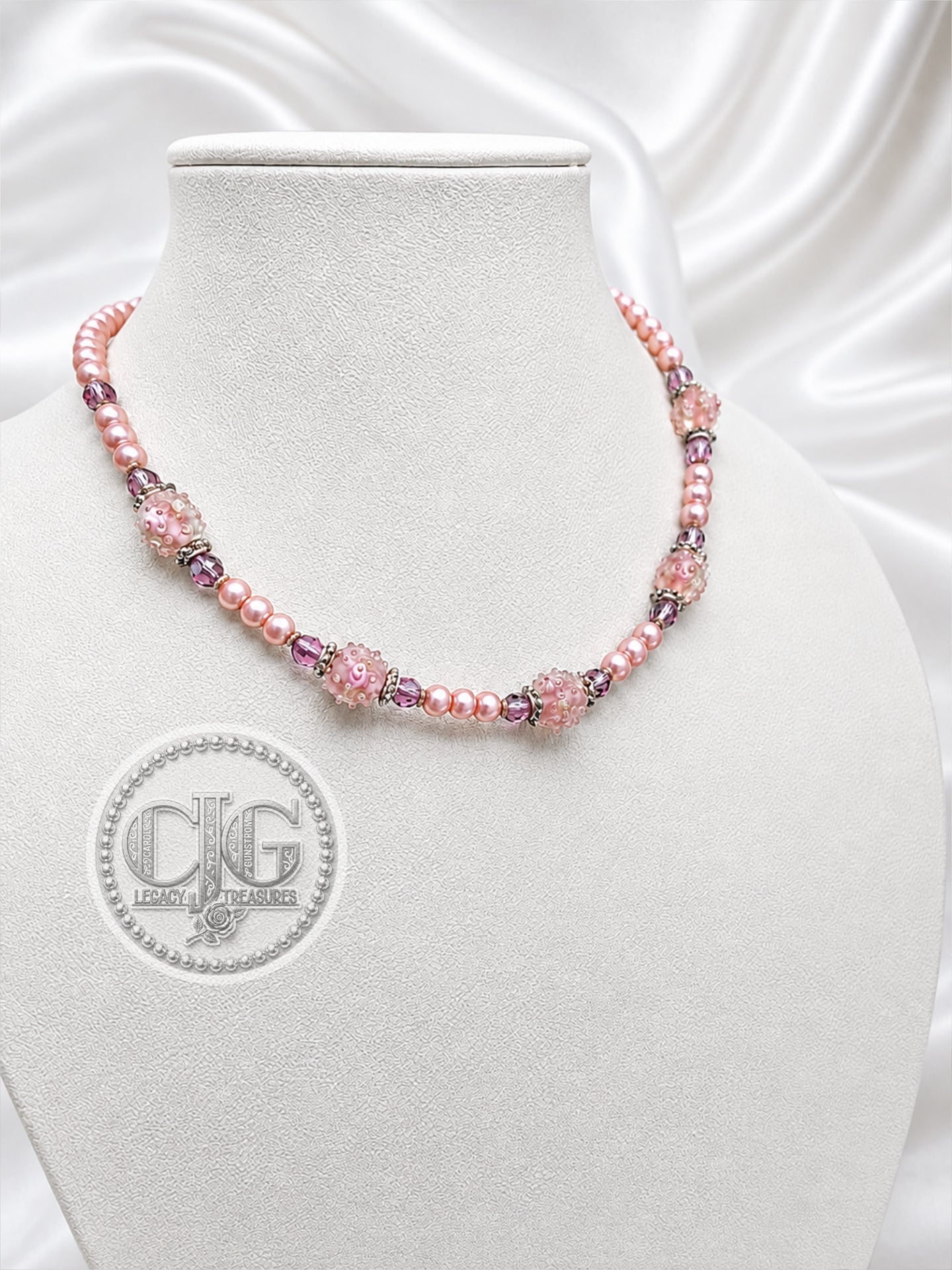 Rose Garden Pearl & Lampwork Necklace