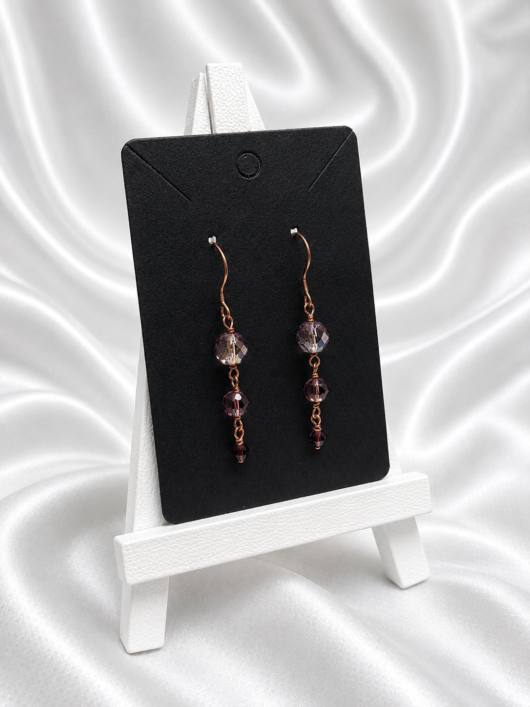 Lavender-Blush Crystal Copper Earrings