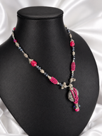 Wine Red Wire Wrap & Lava Rock Necklace