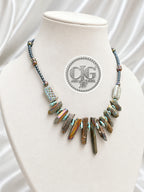 Iridescent Spiked Aura Quartz & Beaded Necklace