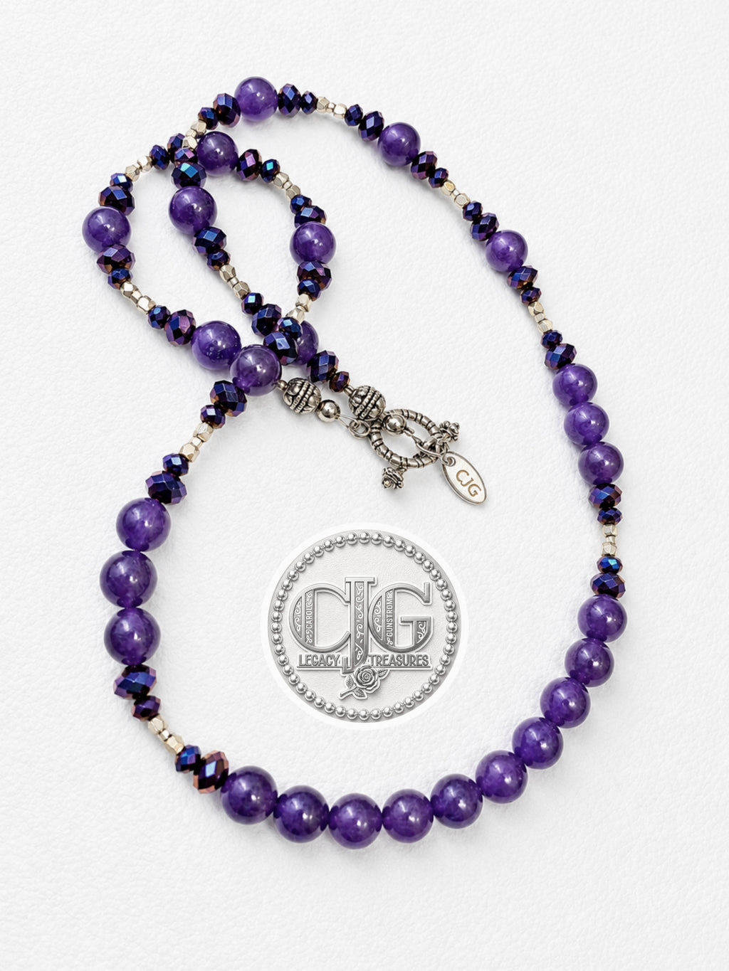 Amethyst & Iridescent Beaded Necklace