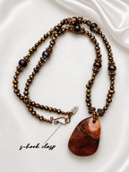 Bronze River Pearl & Red Jasper Necklace