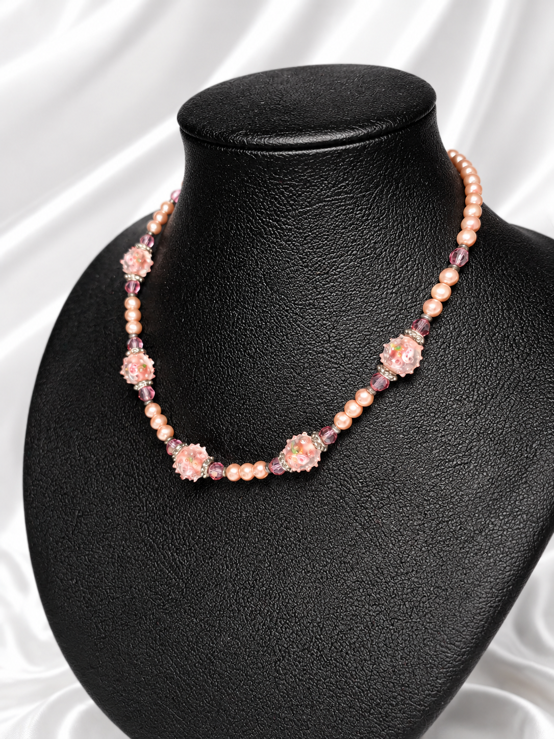 Rose Garden Pearl & Lampwork Necklace