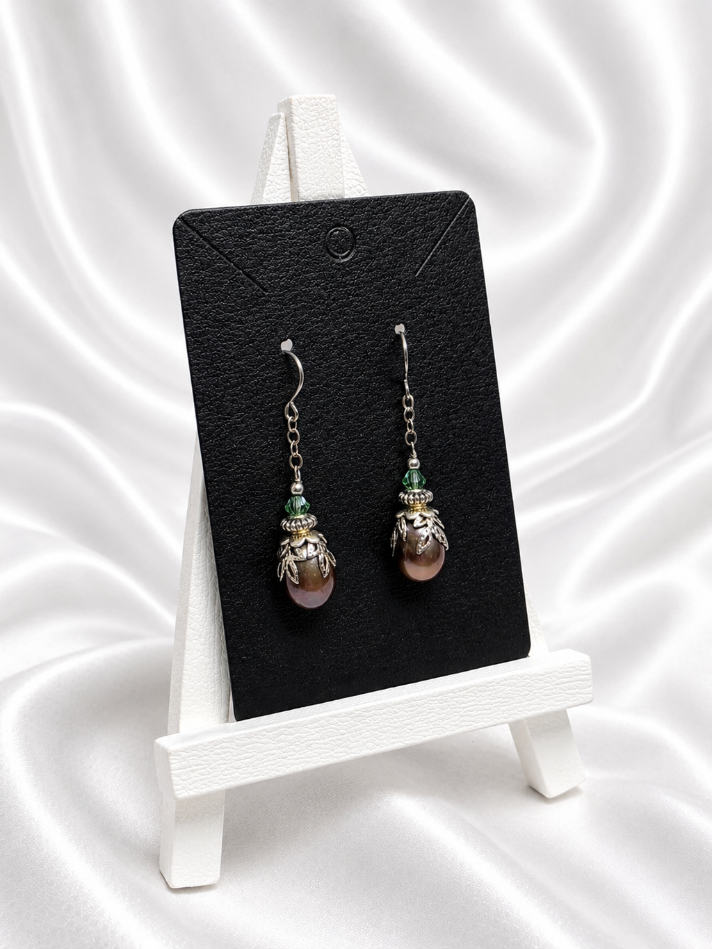 Tahitian-Style Pearl & Crystal Earrings