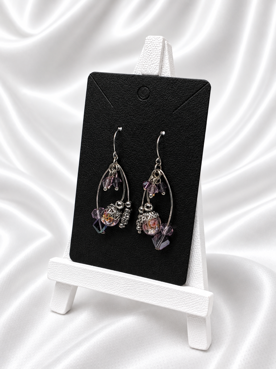 Lavender Crystal Floral Chandelier Earrings