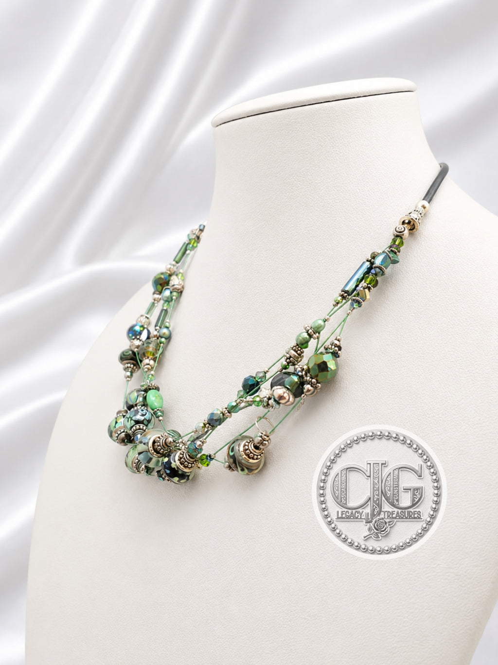 Enchanted Forest Lampwork Glass Illusion Necklace