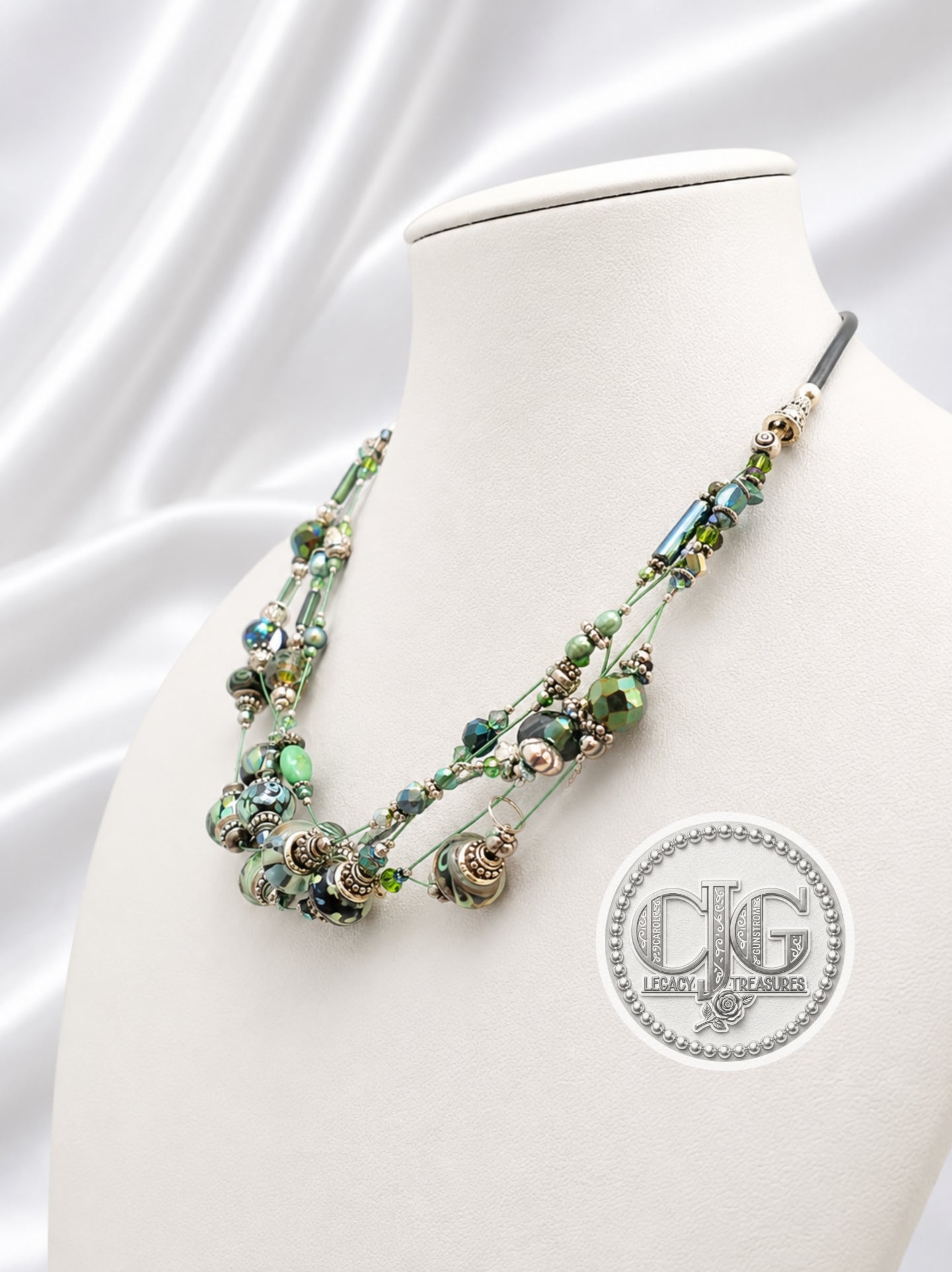 Enchanted Forest Lampwork Glass Illusion Necklace
