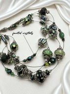 Emerald Floating Lampwork Glass Necklace