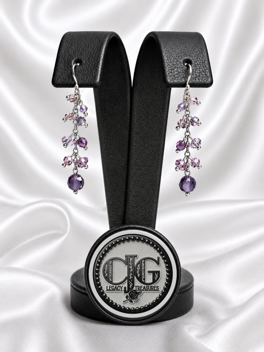Purple Crystal Cascade Earrings