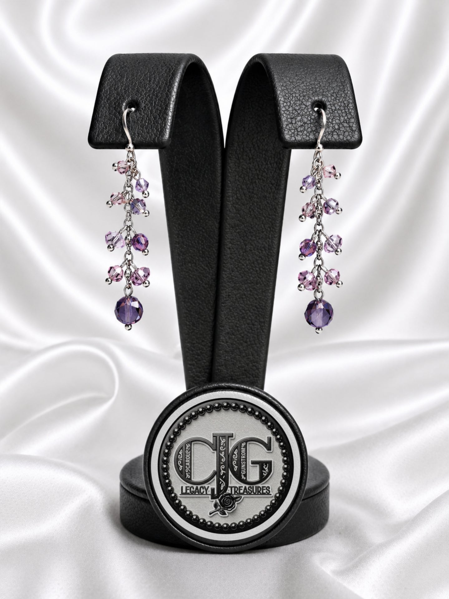 Purple Crystal Cascade Earrings