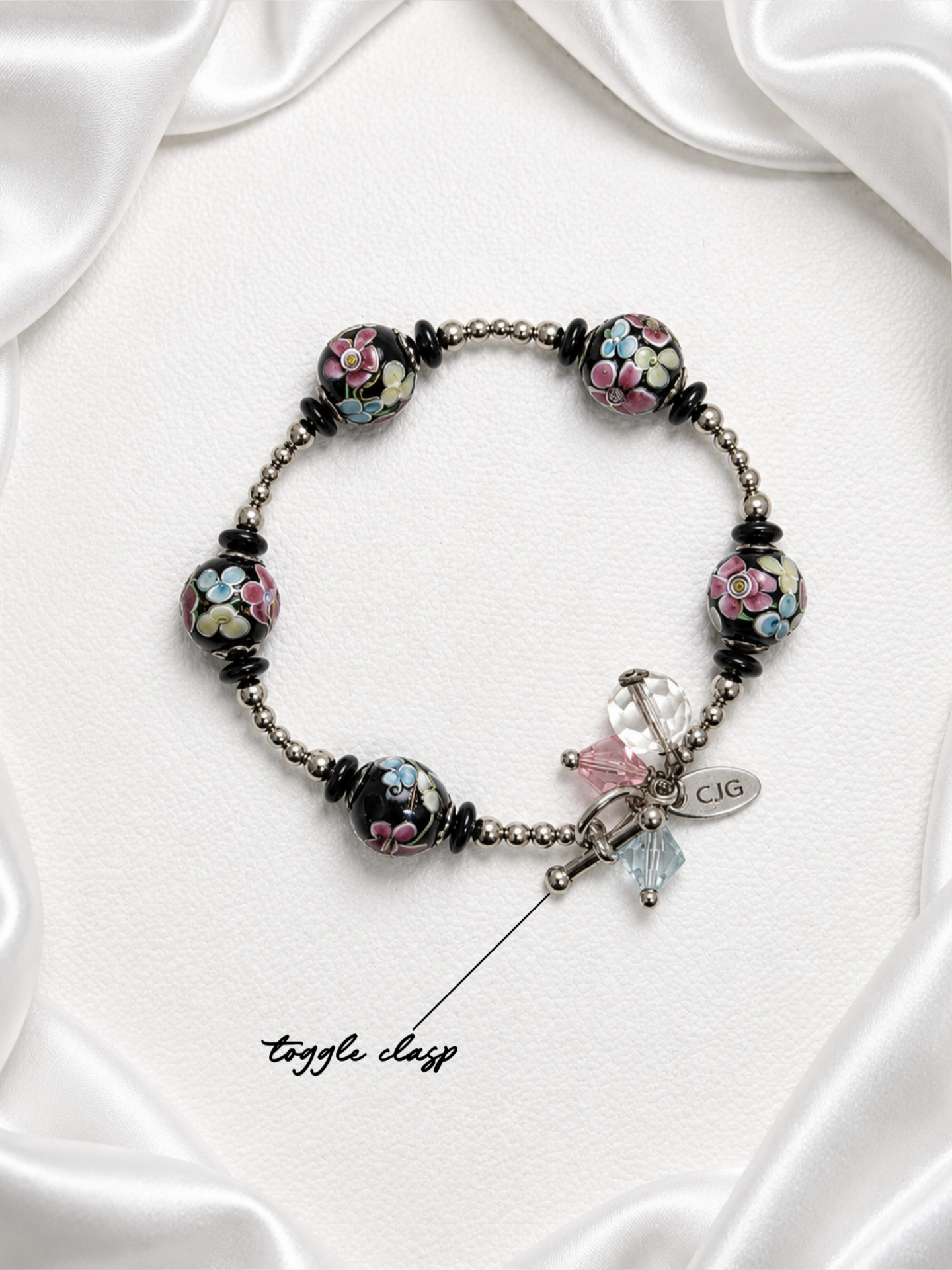 Midnight Floral Lampwork Bracelet