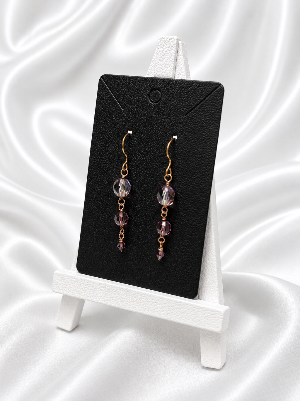 Lavender-Blush Crystal Copper Earrings