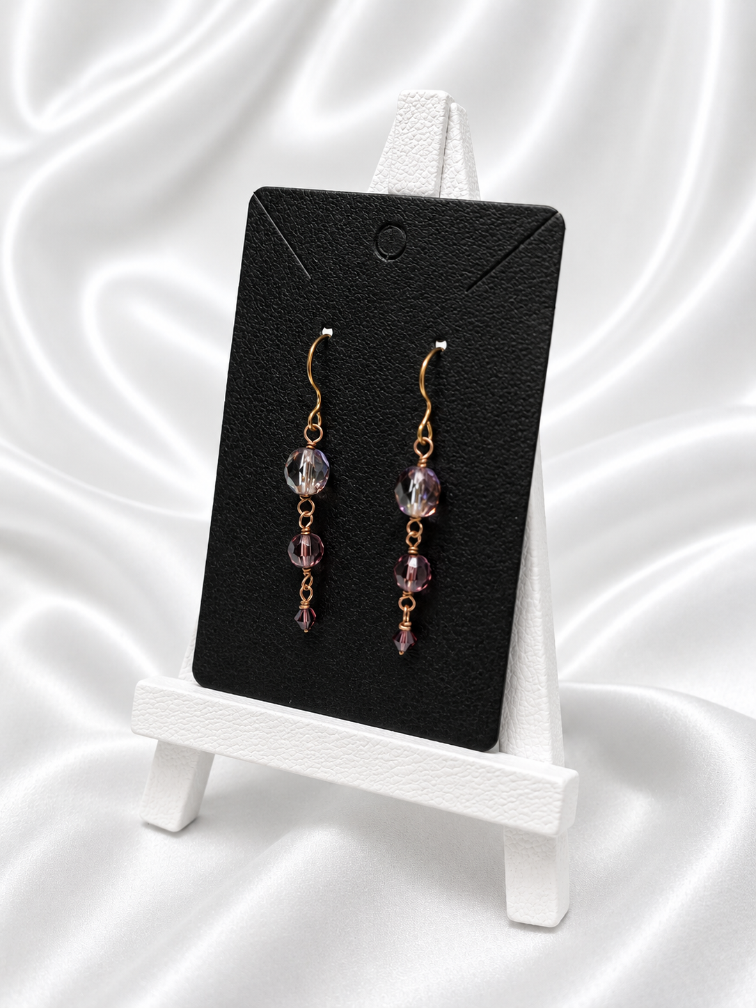Lavender-Blush Crystal Copper Earrings
