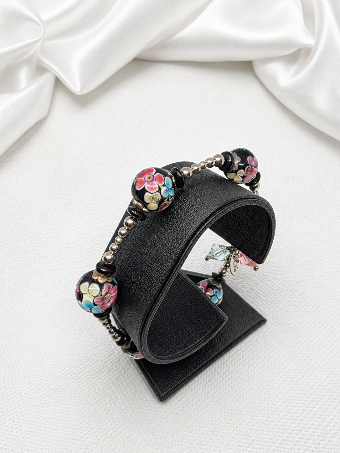 Midnight Floral Lampwork Bracelet
