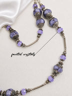 Lavender Butterfly Pandora Necklace & Crystal Earrings Set