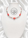 Coral & Glass Lampwork Beaded Necklace