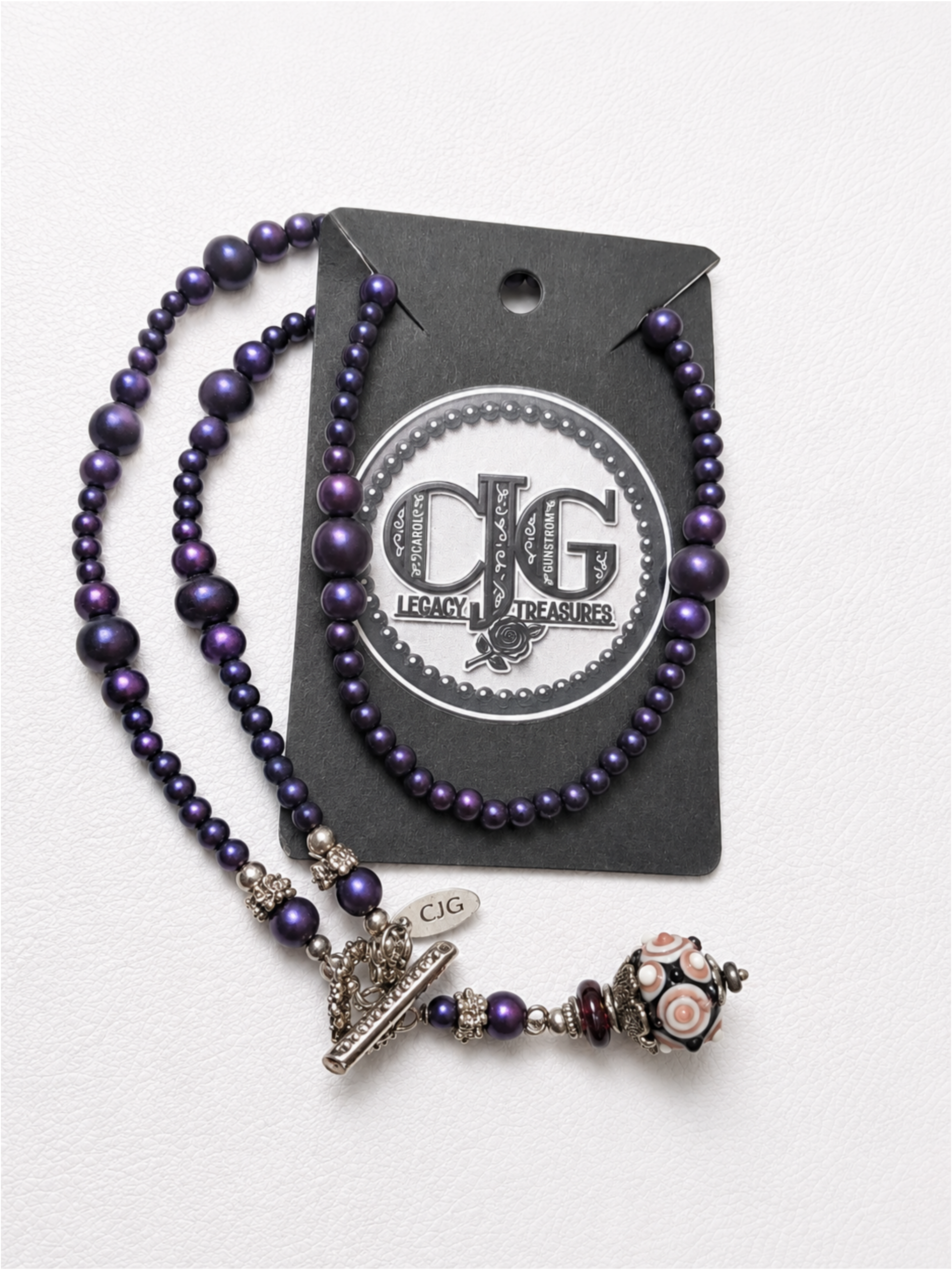 Violet Pearl & Lampwork Glass Necklace