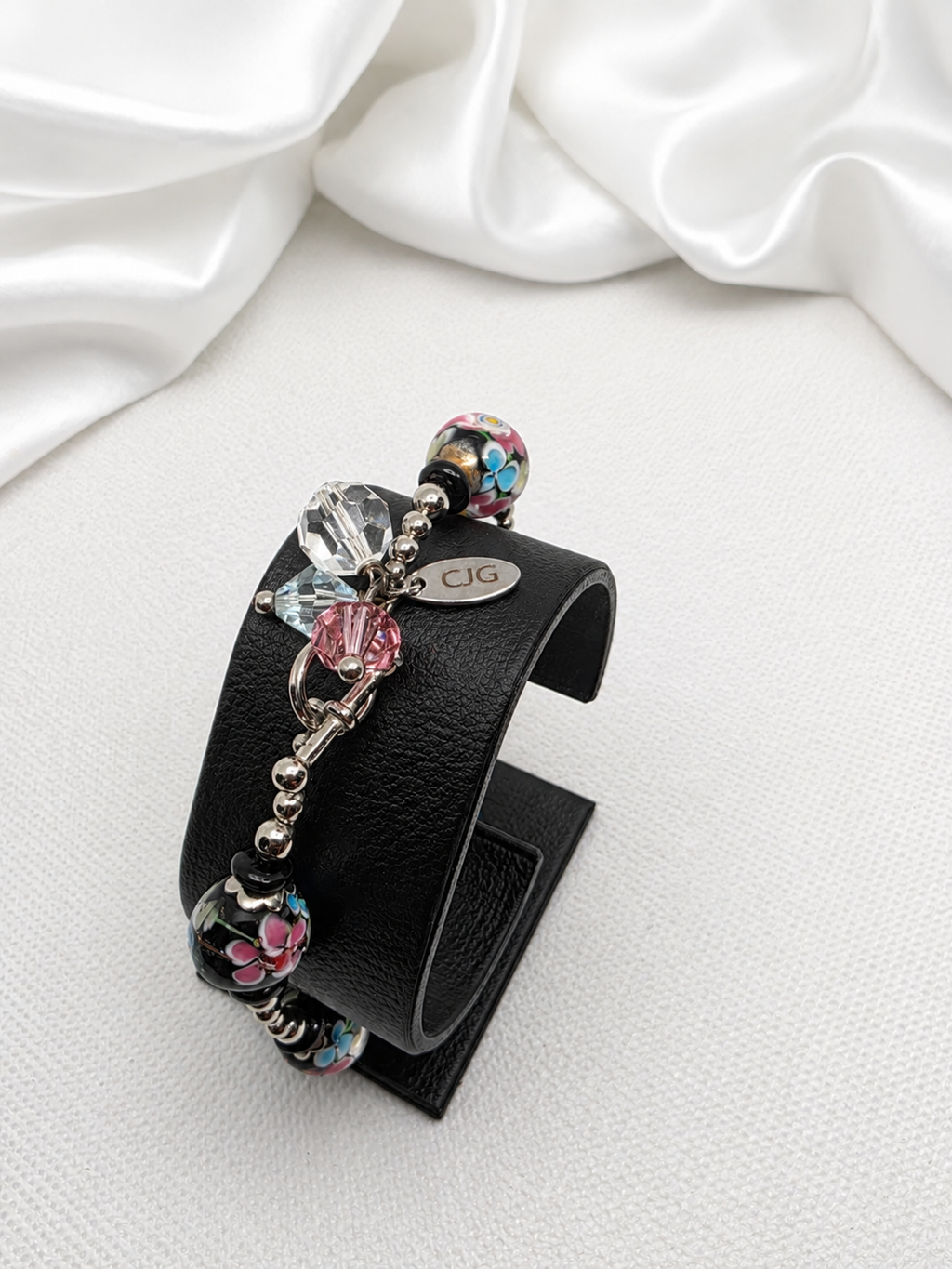 Midnight Floral Lampwork Bracelet