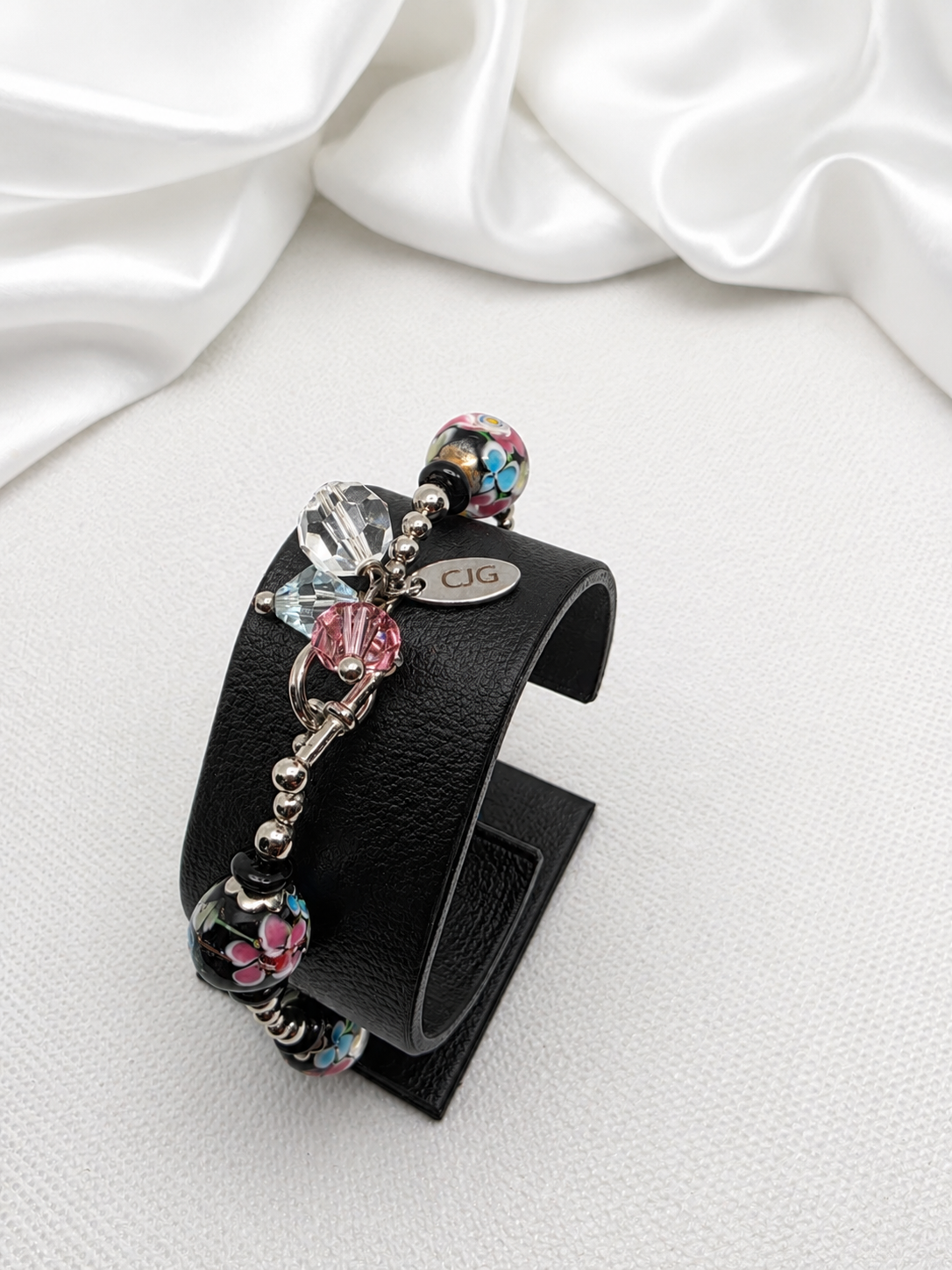 Midnight Floral Lampwork Bracelet