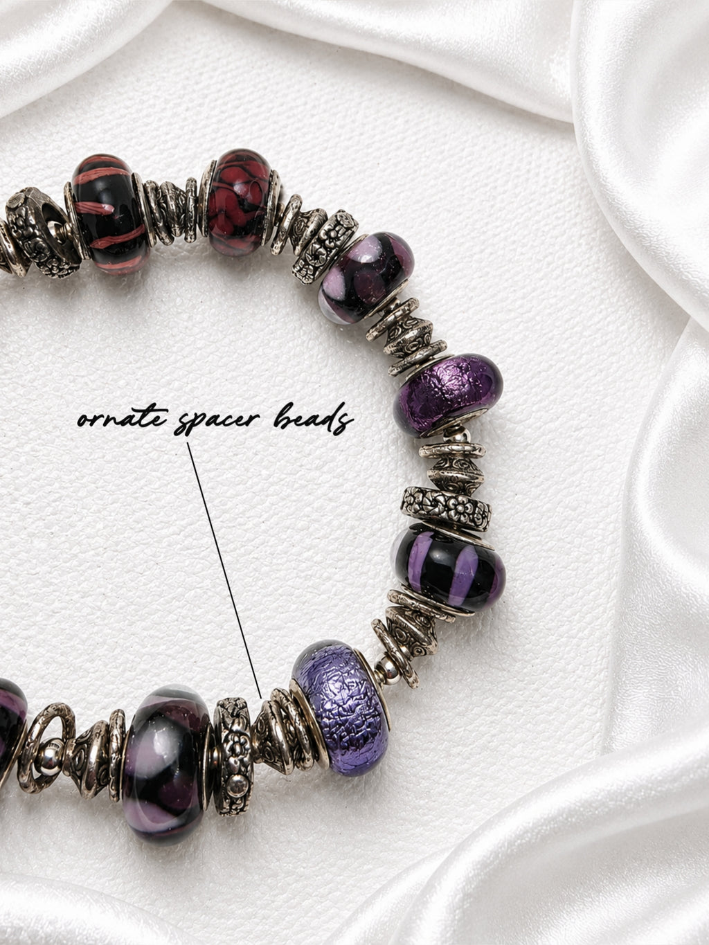 Midnight Plum Pandora Glass Bead Bracelet