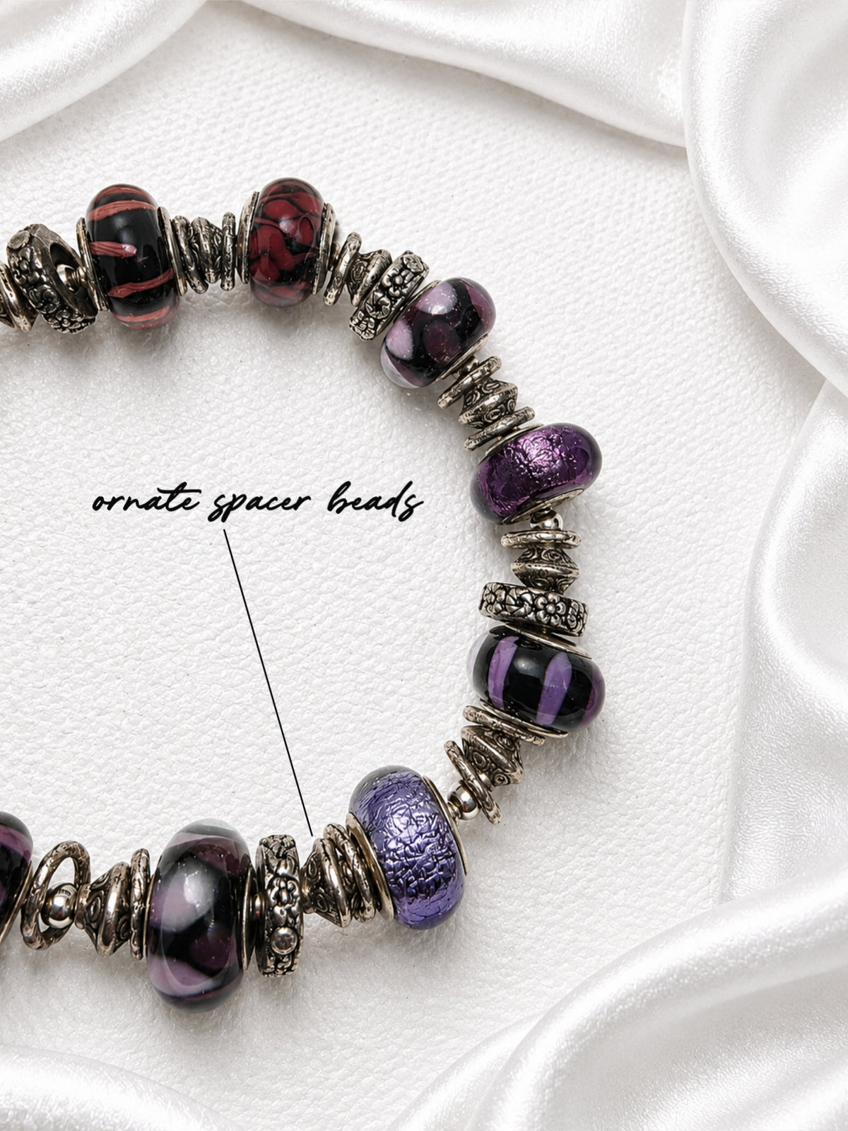 Midnight Plum Pandora Glass Bead Bracelet