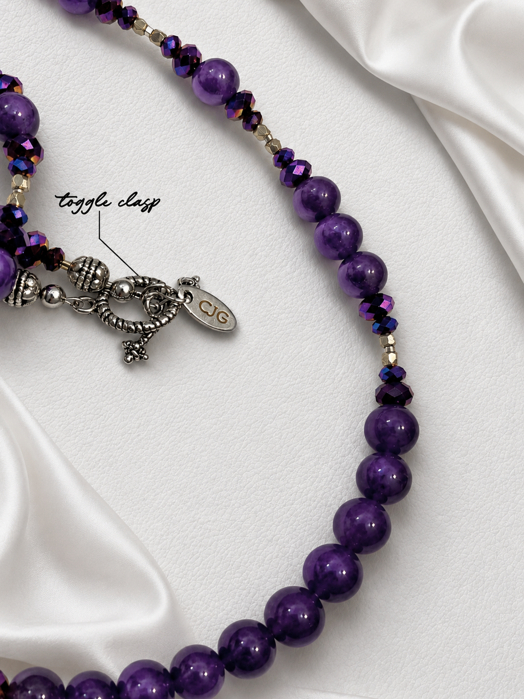 Amethyst & Iridescent Beaded Necklace