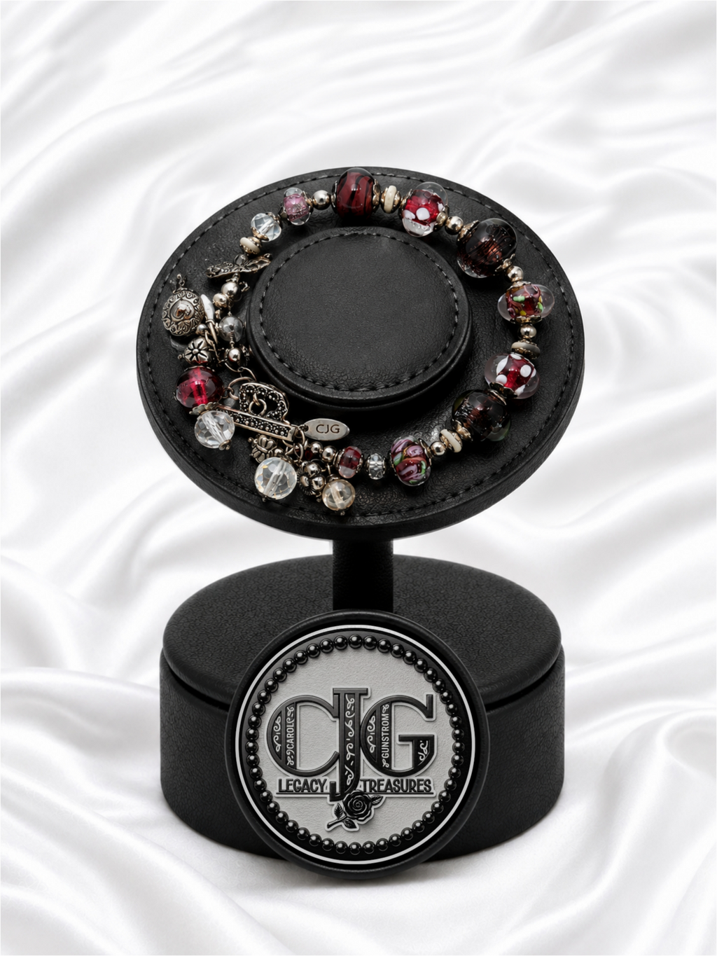 Cranberry Pandora Glass Charm Bracelet