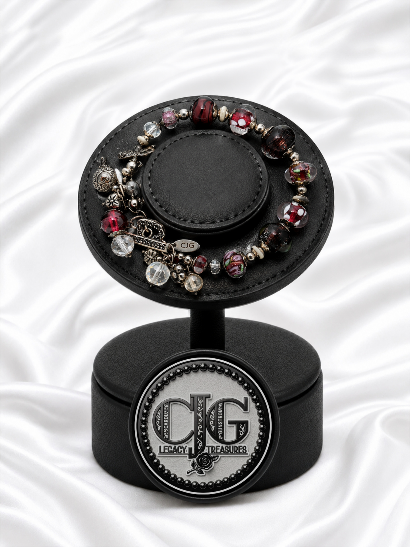 Cranberry Pandora Glass Charm Bracelet