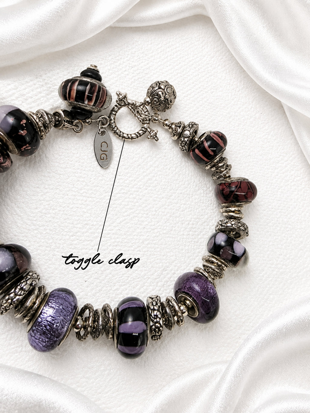 Midnight Plum Pandora Glass Bead Bracelet