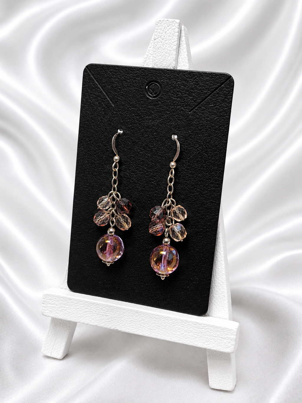 Rose-Blush Crystal Cluster Earrings