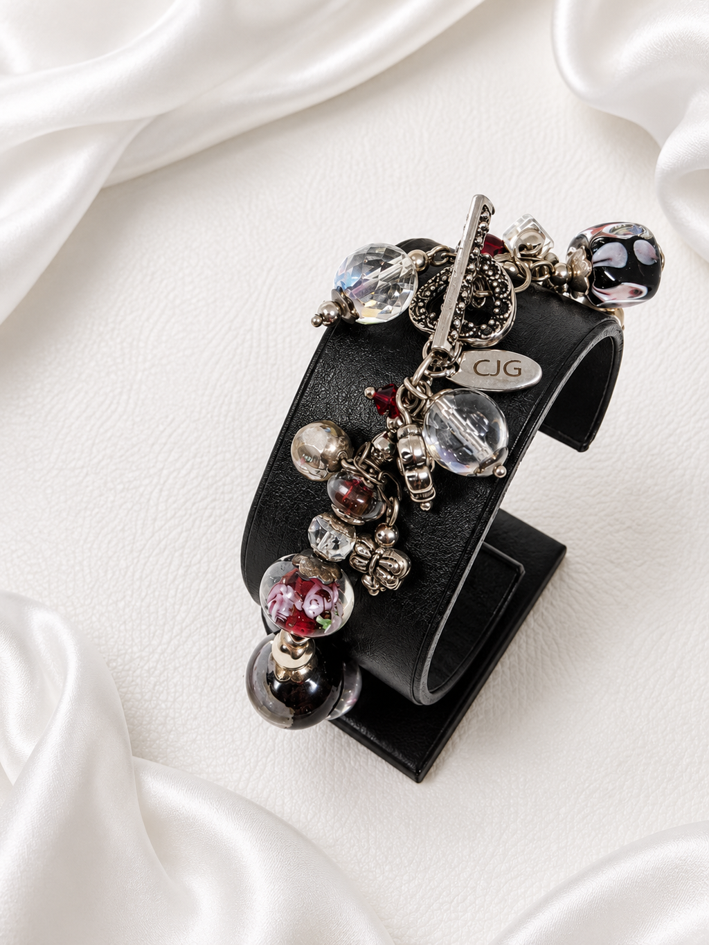 Cranberry Pandora Glass Charm Bracelet